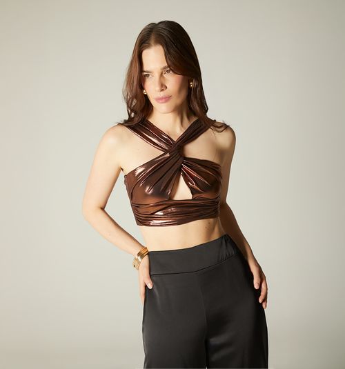 Blouse with Intertwined Front and Tie Strap
