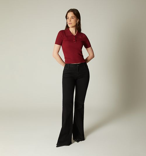 SHORT SLEEVE BLOUSE WITH POLO COLLAR