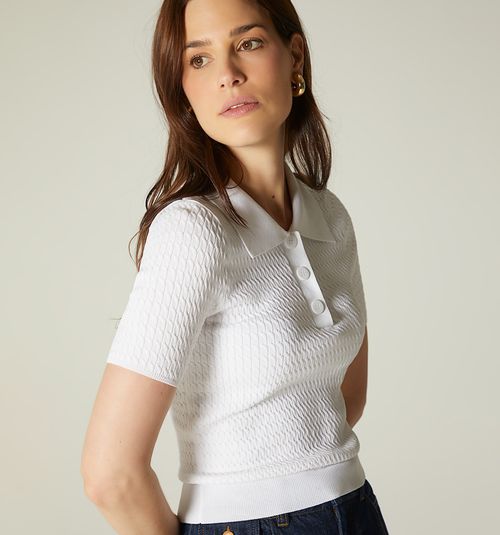 SHORT SLEEVE BLOUSE WITH POLO COLLAR