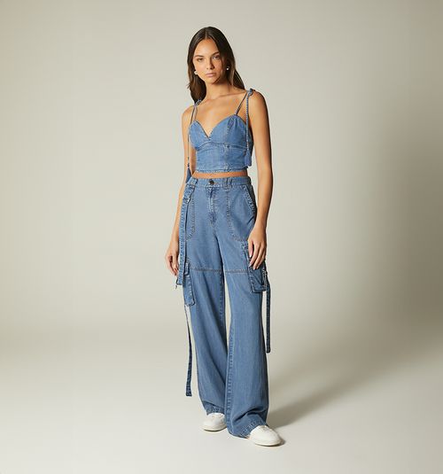 WOMEN'S TASSEL STRAP CROP TOP