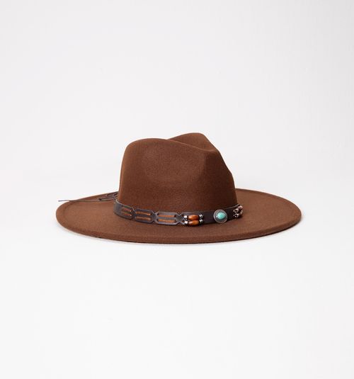 WIDE-BRIMMED HAT WITH DECORATIVE BAND