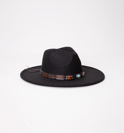 WIDE-BRIMMED HAT WITH DECORATIVE BAND
