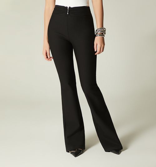 High-Waisted Flared Leggings with Hardware