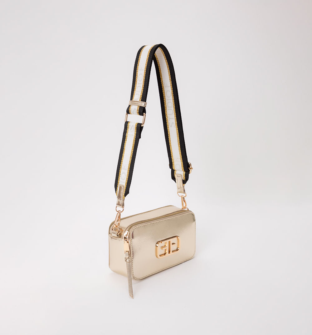 Metallic Hands-Free Double Zip Bag