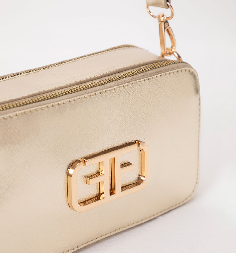 Metallic Hands-Free Double Zip Bag