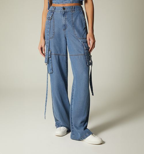 HIGH WAIST PALAZZO JEANS, UTILITY POCKETS