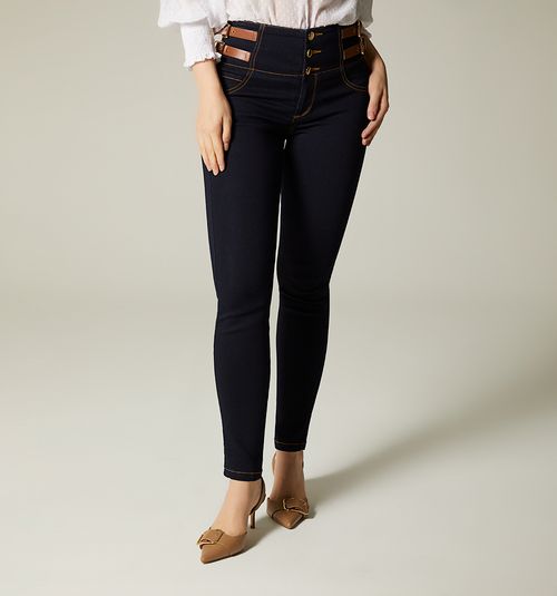 High-rise jeggings, wide waistband, with CH