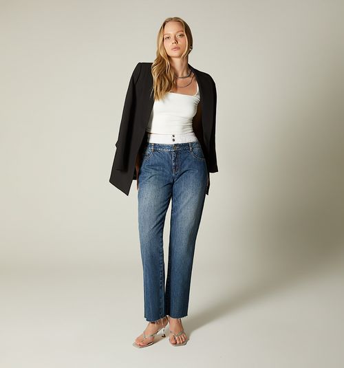 STRAIGHT LEG JEAN, DOUBLE WAISTBAND, WITH BELT