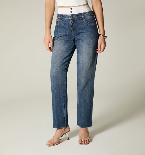 STRAIGHT LEG JEAN, DOUBLE WAISTBAND, WITH BELT