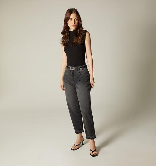 HIGH WAIST BOYFRIEND JEAN, HEM WITH ROLL-UP