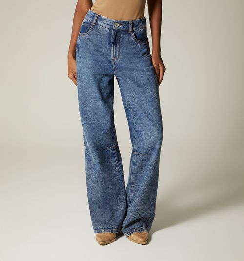 HIGH WAIST WIDE LEG JEANS WITH PLEATS FOR WOMAN