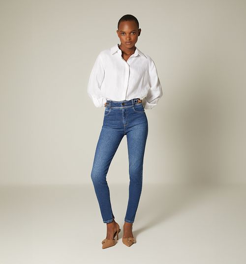 High-waisted ultraslim jean with epaulettes