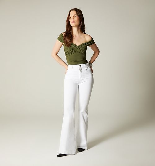 WHITE HIGH-WAIST FLARED JEANS FOR WOMEN