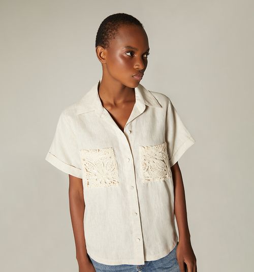 SHORT SLEEVE OPEN BACK BLOUSE