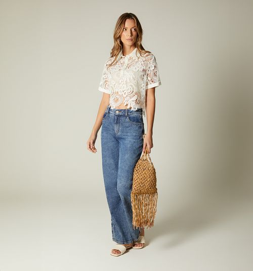 SHORT SLEEVE POLO STYLE BLOUSE