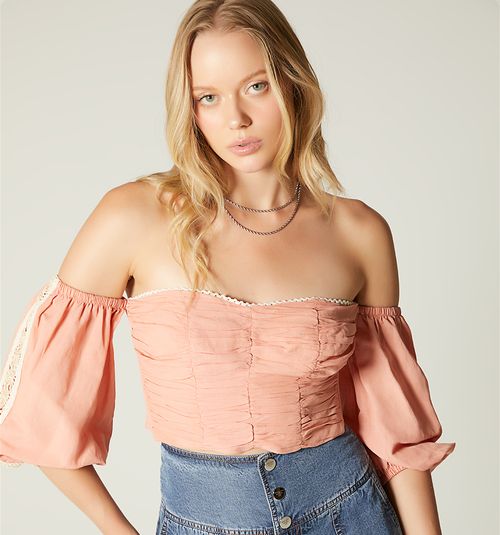 OFF-SHOULDER BLOUSE WITH TIE