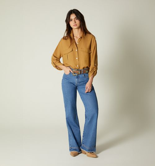 HIGH WAIST FLARED JEAN WITH BELT FOR WOMEN
