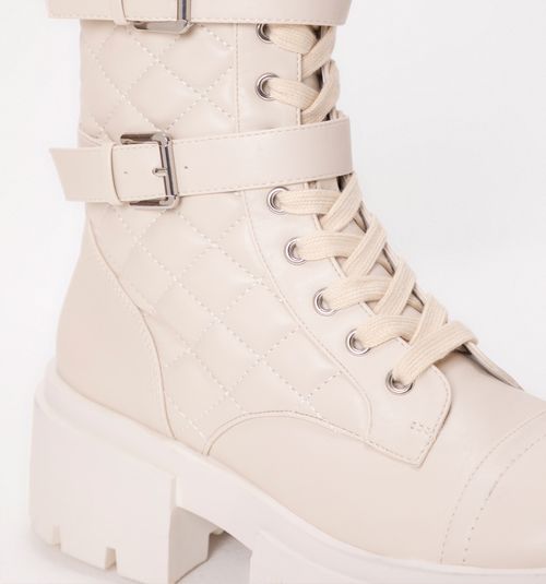 QUILTED ANKLE BOOT WITH BUCKLES