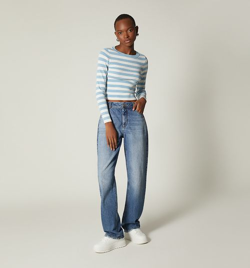 LONG SLEEVE KNITTED STRIPED BLOUSE