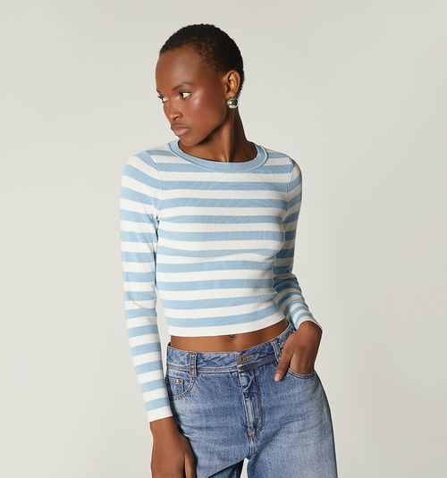 LONG SLEEVE KNITTED STRIPED BLOUSE