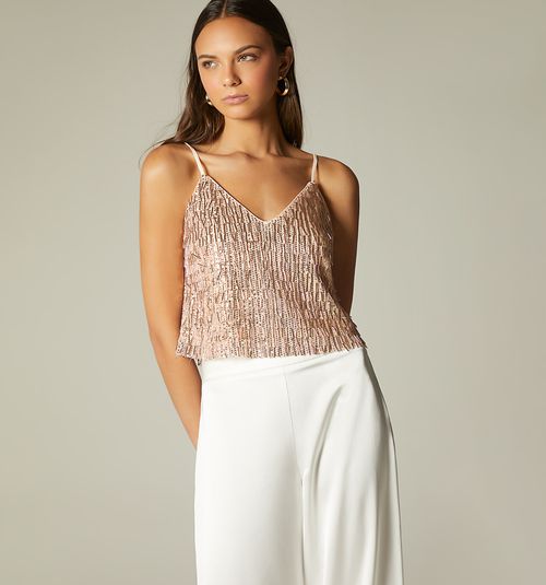 STRAPPY BLOUSE WITH SEQUINS AND BEADS