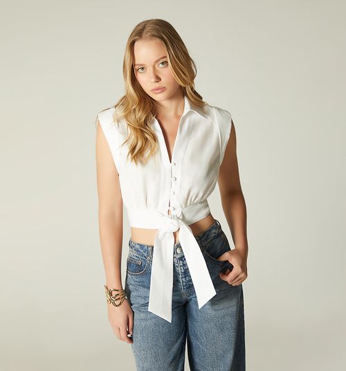 Tie-Front Sleeveless Blouse