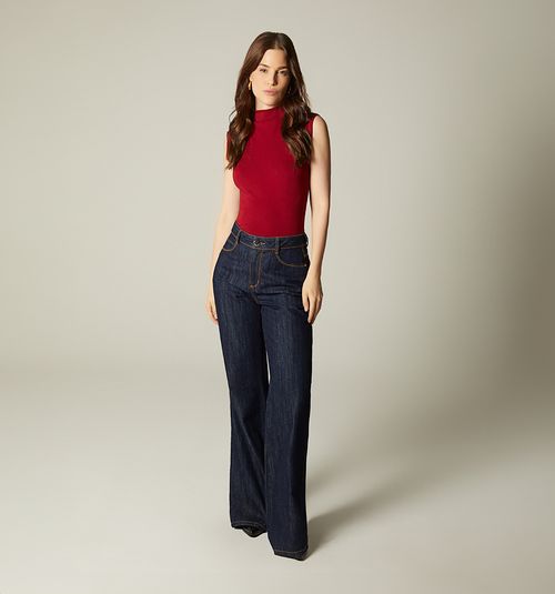 HIGH WAIST FLARE JEANS WITH FIVE POCKETS