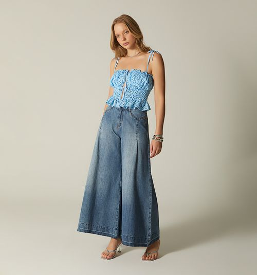 CROPPED PALAZZO JEANS WITH PLEATS