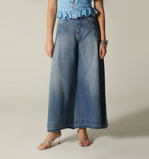 CROPPED PALAZZO JEANS WITH PLEATS