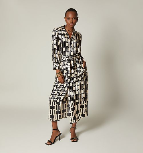 MIDI DRESS SHIRT STYLE THREE-QUARTER SLEEVES