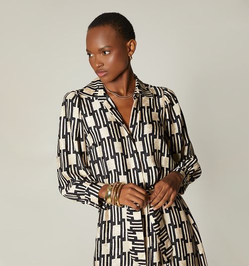 MIDI DRESS SHIRT STYLE THREE-QUARTER SLEEVES