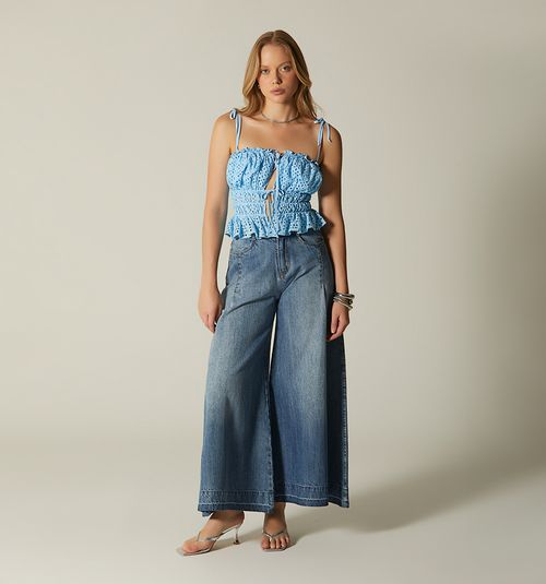 Empire Cut Strap Blouse with Bias Yellow