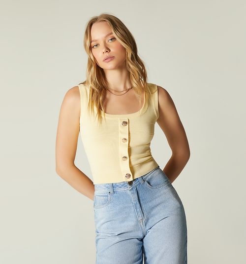 SLEEVELESS BLOUSE WITH DECORATIVE BUTTONS