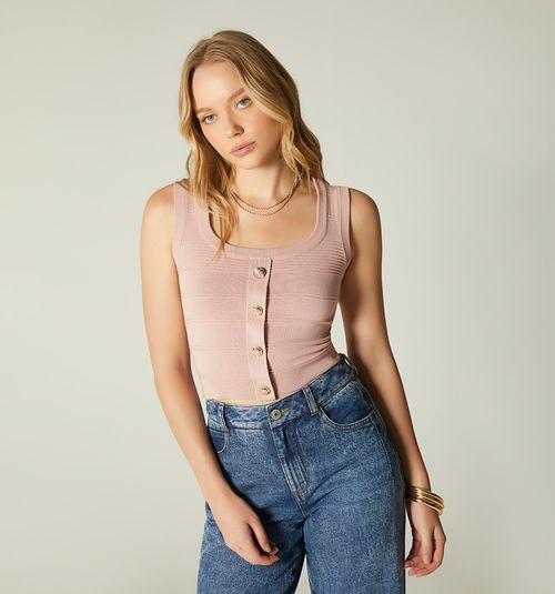 SLEEVELESS BLOUSE WITH DECORATIVE BUTTONS