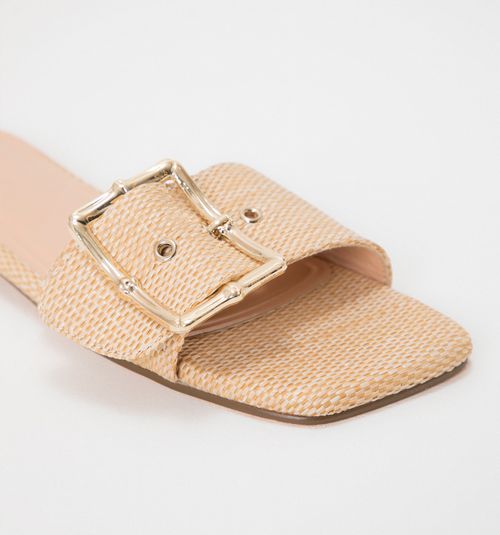 FLAT ORGANIC SANDAL WITH HARDWARE