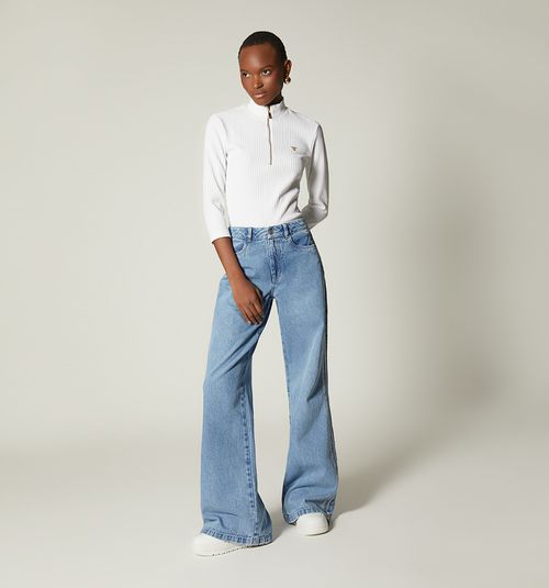 HIGH-WAISTED PALAZZO JEANS WITH STRIPES