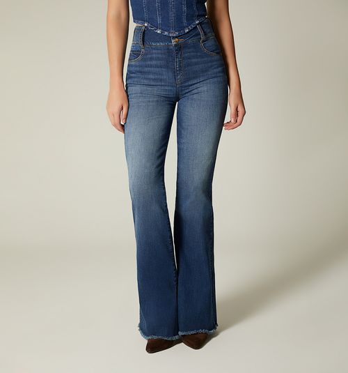 High-Waisted Flared Jeans with Belt for Women