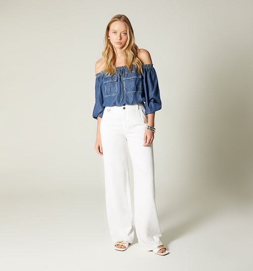 OFF-SHOULDER BLOUSE WITH POCKETS