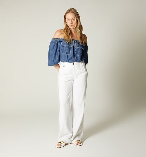 HIGH WAIST PALAZZO JEANS WITH BELT FOR WOMEN