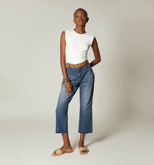 HIGH-WAISTED CROPPED SKINNY JEANS WITH BELT