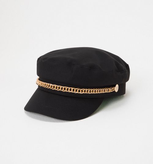 Beret-style hat with decorative item