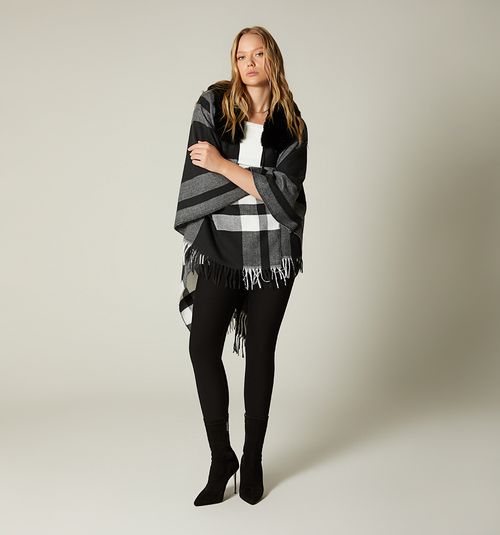 PONCHO WITH FUR COLLAR