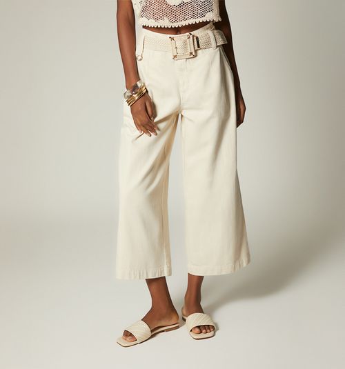 HIGH WAIST CULOTTE JEANS WITH BELT