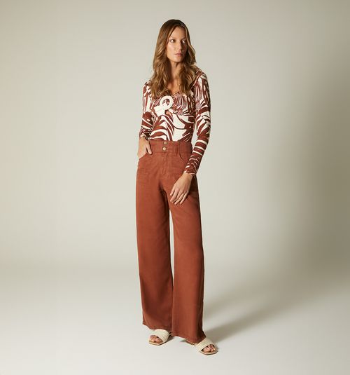 HIGH WAIST PALAZZO JEANS WITH POCKET CUTS