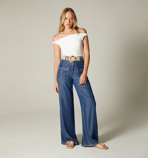 HIGH WAIST PALAZZO JEAN WITH FLAP POCKET