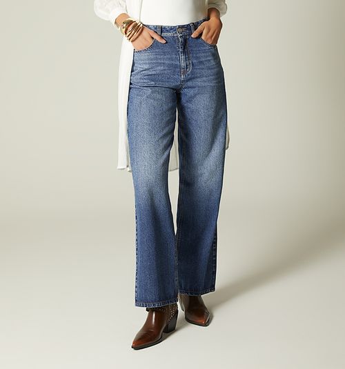 HIGH WAIST STRAIGHT LEG FIVE POCKET JEANS