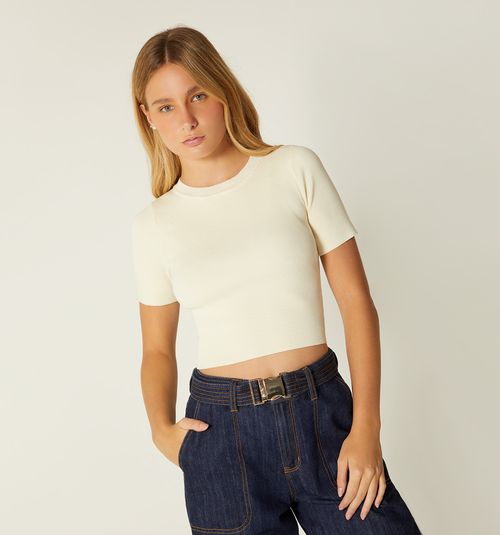 SHORT SLEEVE ROUND NECK BLOUSE