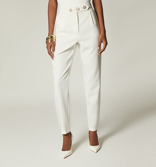 Pleated Waistband Pants with 3 Buttons