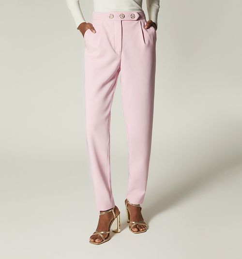 Pleated Waistband Pants with 3 Buttons