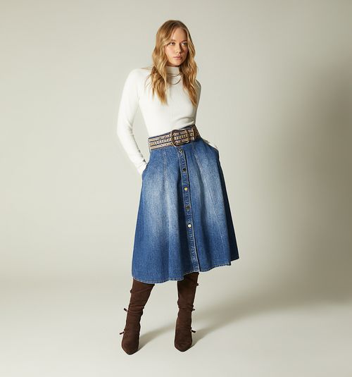 WOMEN'S MIDI PANEL SKIRT WITH BELT